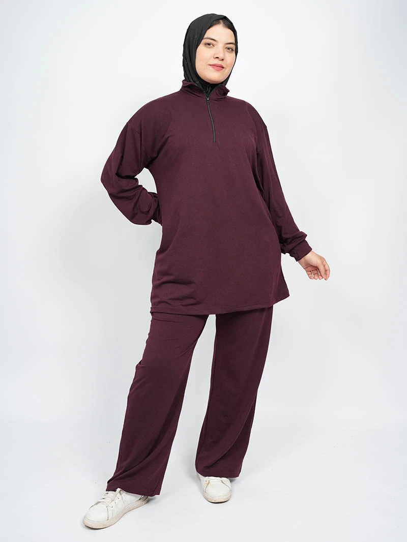 Ensemble femme — Top demi zip longue et pantalon large