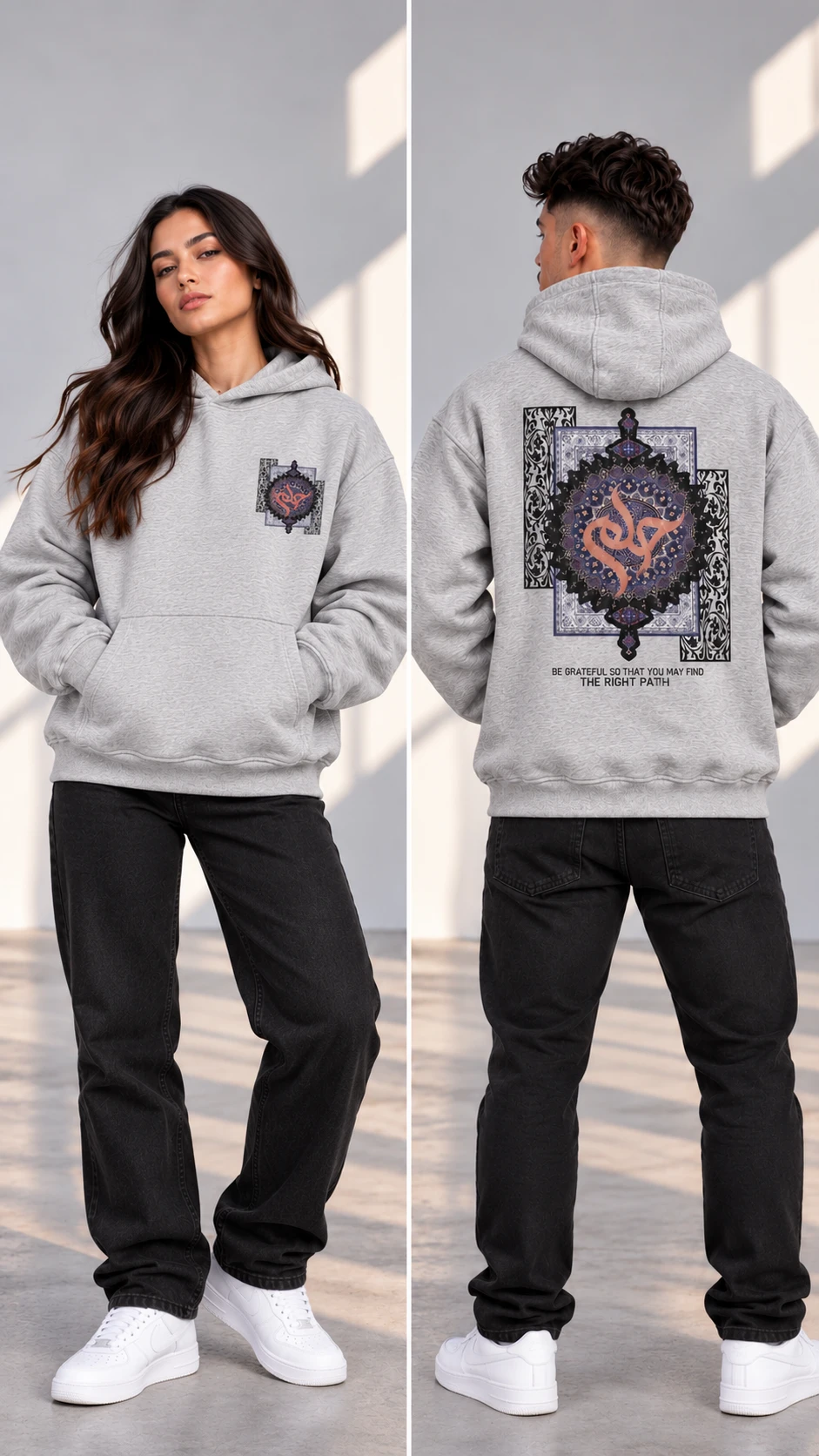 Pack 3 Hoodies Oversize Unisex , Designs Uniques, Impression DTF «ق» «حلم»