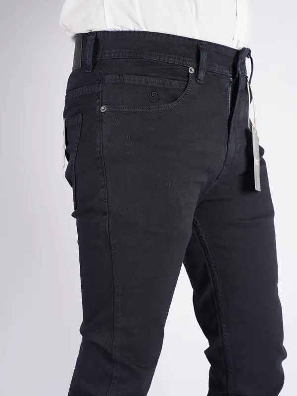Pantalon en toile piqué de coton 5 poches Ref-BS4328PQ ( Noir )