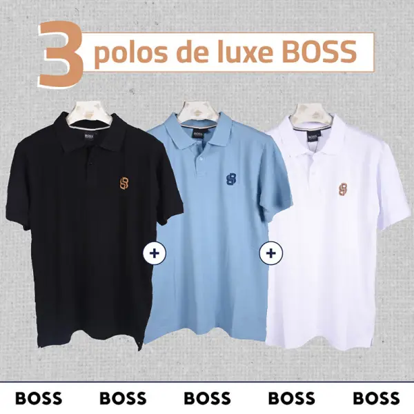 تشكيلة 3 قمصان بولو Hugo Boss الفاخرة - قطن بيكيه ناعم ومريح