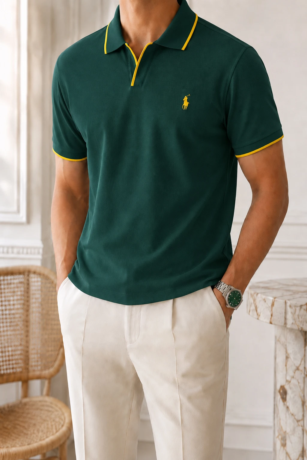 Polo shirt Ralph Lauren col V en coton piqué Premuim