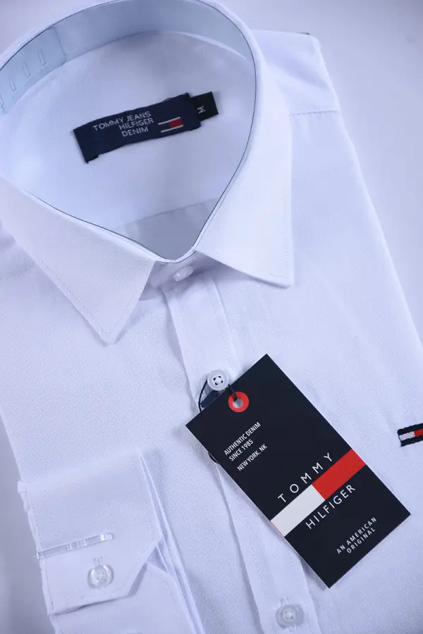 Chemise Tommy Oxford coton piqué Ref-Pc07810 ( Blanche )